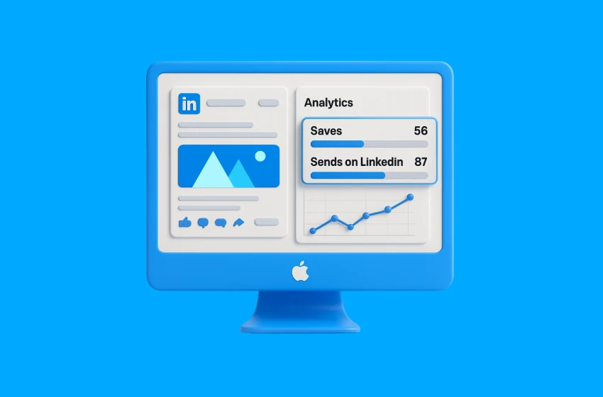 LinkedIn analytics dashboard showing post saves and sends, featured in digital marketing news update covering SEO Australia, SEO Sydney, and social media trends.